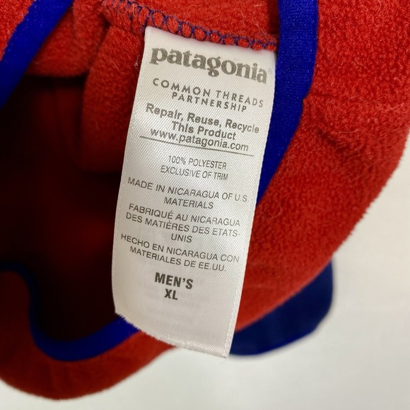 Vtg Y2K Mens XL Patagonia Synchilla Snap T Red Colorblock Pullover Fleece Jacket - Picture 5 of 5